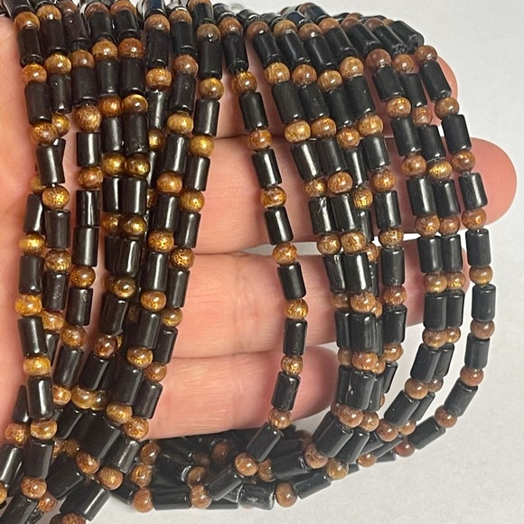 Vintage JAY KING Black & Gold Coral Sterling Silver RARE Necklace - Picture 3 of 9